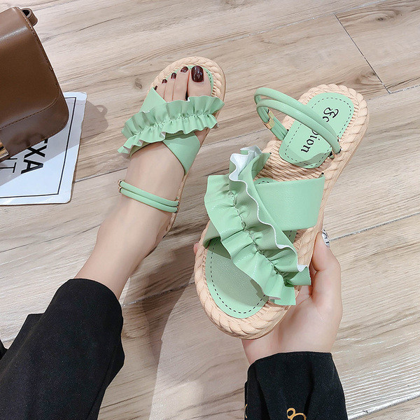 Női alkalmi szandál lapos talppal, öko bőrből