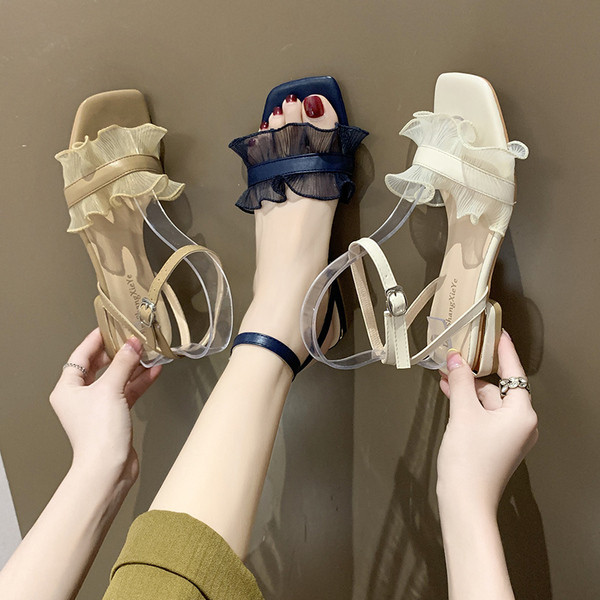 Ležerne ženske sandale od tila i ravnog potplata