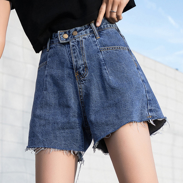 Къси дънкови панталони за лятото с висока талия