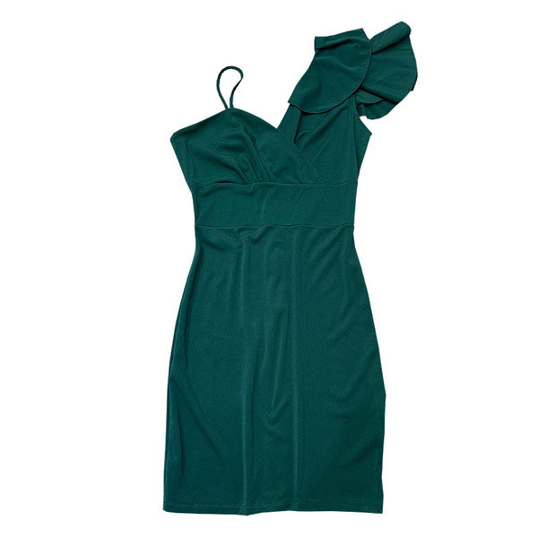 Ženska pripijena haljina sa zelenim kovrčama