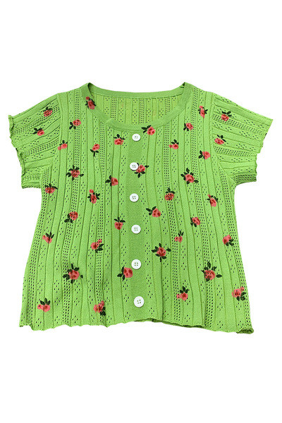 Kratka ženska bluza na dugmad i kratkih rukava