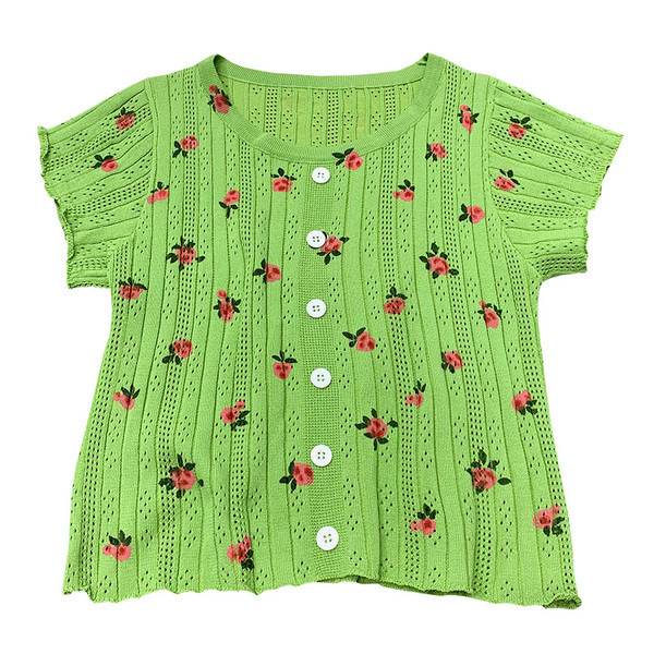 Kratka ženska bluza na dugmad i kratkih rukava