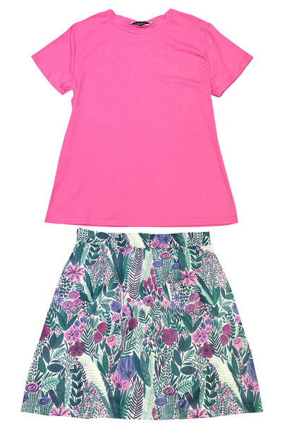 Ženski komplet T-shirt i kratke suknje sa cvjetnim uzorkom