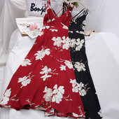 Rochie de dama model decupata cu bretele subtiri si model floral