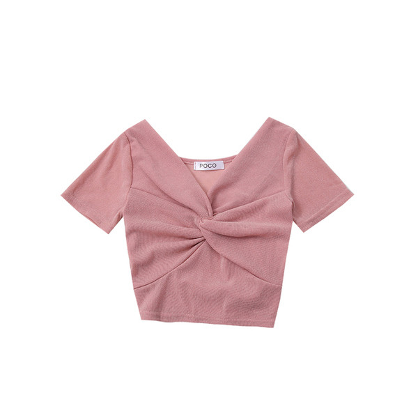 Ženska kratka bluza s kratkim rukavima i špic izrezom