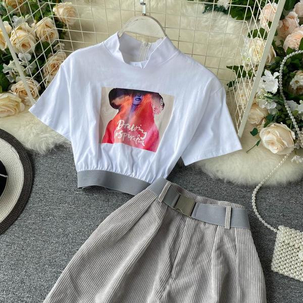 Dnevni ženski set iz dva dijela sa remenom i printom