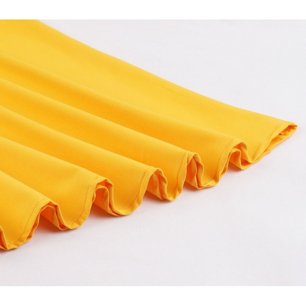 Κοντό γυναικείο  φόρεμα με ιμάντες και κουμπιά σε κίτρινο χρώμα