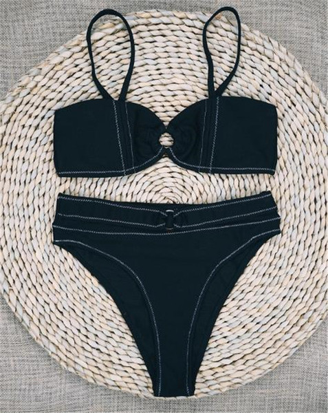 Kétrészes női fürdőruha magas derekú nadrággal