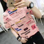 Tricou de vară de damă cu mâneci scurte și inscripții