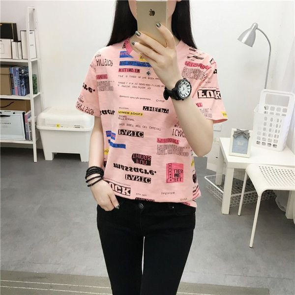 Ženska ljetna majica s kratkim rukavima i natpisima