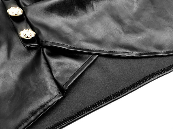 Moderna ženska kratka suknja s visokim strukom, remenom i gumbima