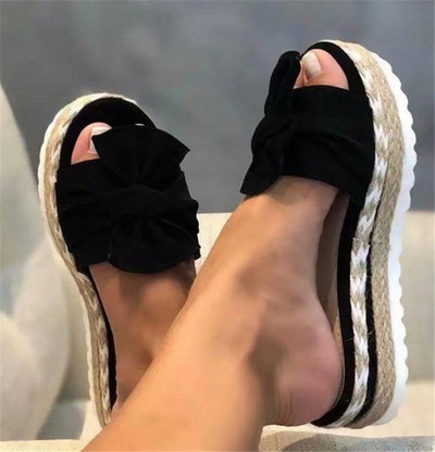 Γυναικείες casual παντόφλες με κορδέλα και πλατφόρμα