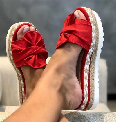 Γυναικείες casual παντόφλες με κορδέλα και πλατφόρμα