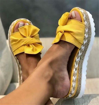 Γυναικείες casual παντόφλες με κορδέλα και πλατφόρμα