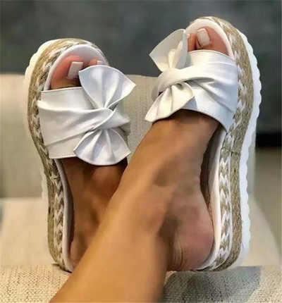 Γυναικείες casual παντόφλες με κορδέλα και πλατφόρμα