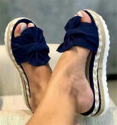 Γυναικείες casual παντόφλες με κορδέλα και πλατφόρμα