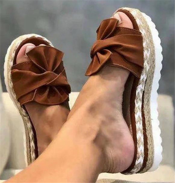 Γυναικείες casual παντόφλες με κορδέλα και πλατφόρμα