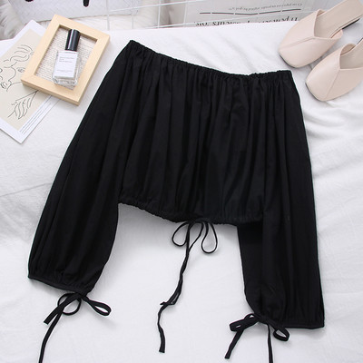 Дамска блуза с лодка деколте и дълъг ръкав