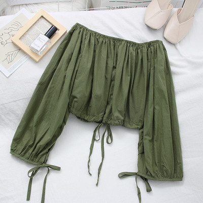 Дамска блуза с лодка деколте и дълъг ръкав