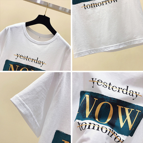 Ležerna ženska majica s ovalnim izrezom i natpisom