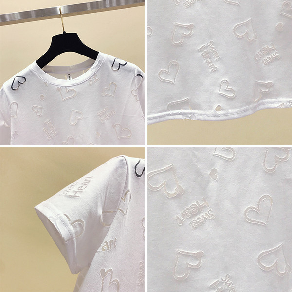 Alkalmi női póló szívecskékkel és rövid ujjúval