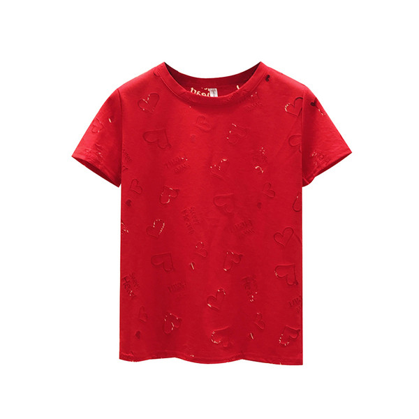 Alkalmi női póló szívecskékkel és rövid ujjúval