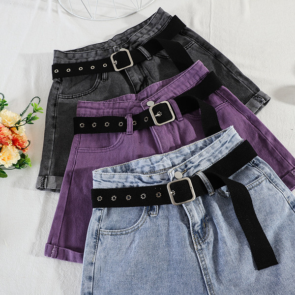 Дамски ежедневни къси дънки с колан и висока талия