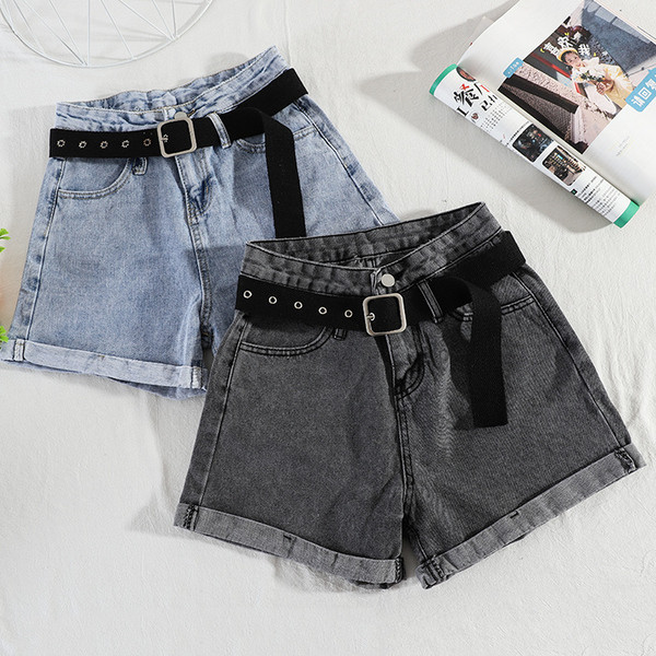 Дамски ежедневни къси дънки с колан и висока талия