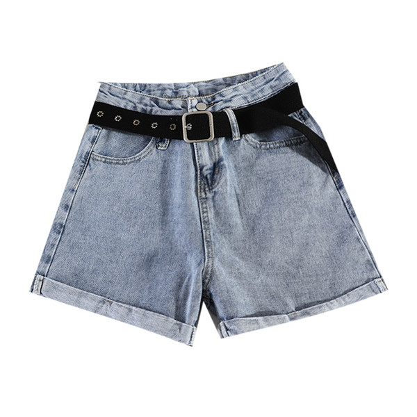 Дамски ежедневни къси дънки с колан и висока талия