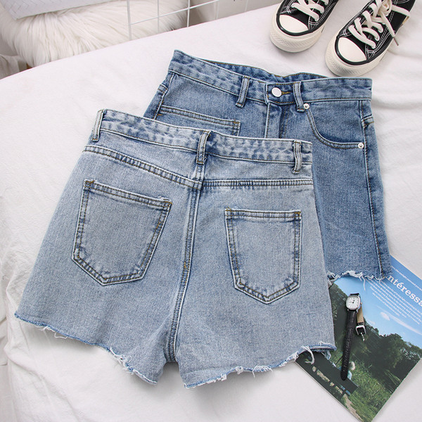 Нов модел дънкови дамски къси панталони с джоб