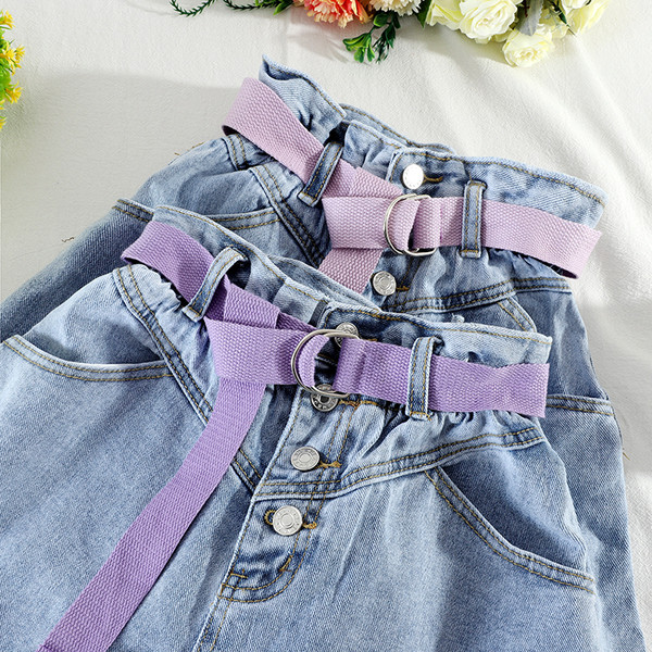 Női alkalmi rövid farmer övvel és elasztikus derékkal