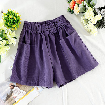 Pantaloni scurți casual de damă cu talie elastică și buzunare