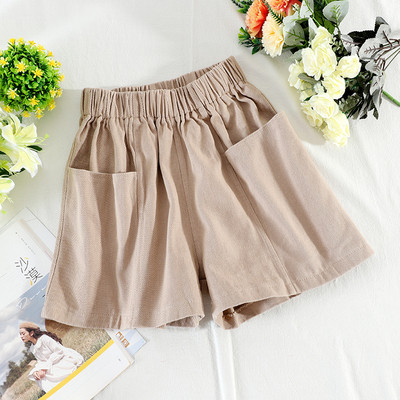 Pantaloni scurți casual de damă cu talie elastică și buzunare