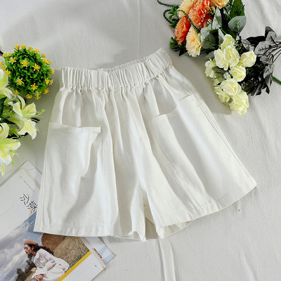 Pantaloni scurți casual de damă cu talie elastică și buzunare