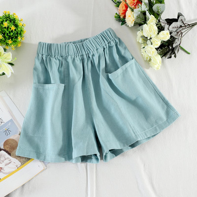 Pantaloni scurți casual de damă cu talie elastică și buzunare