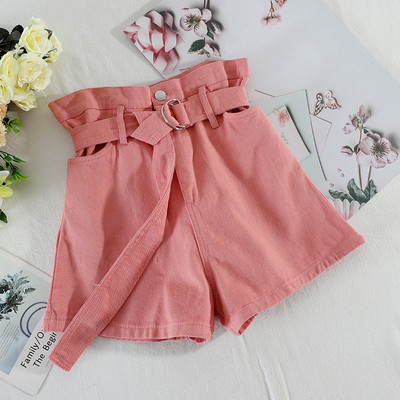 Model nou de pantaloni scurți din denim cu talie înaltă și curea