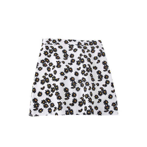 Naiste lühike lillemustriga seelik - A-joon