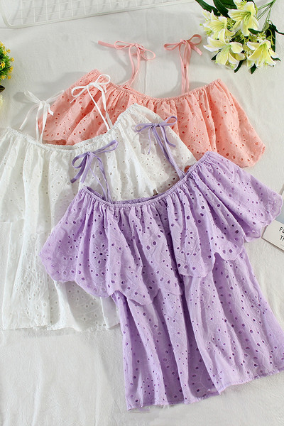 Ležerna ženska bluza s vezom i tankim naramenicama