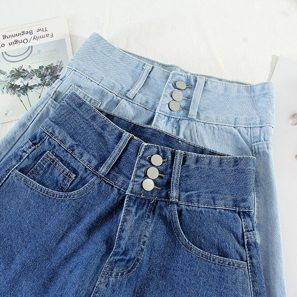 Ženske traperice s visokim strukom i gumbima