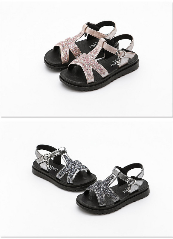 Fényes hatású, csattal ellátott modern gyerekszandál