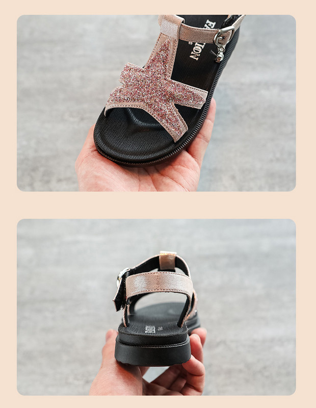 Fényes hatású, csattal ellátott modern gyerekszandál