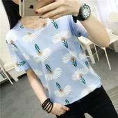 Tricou dama cu maneca scurta si aplicatie florala