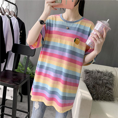 Hosszú csíkos póló hímzéssel