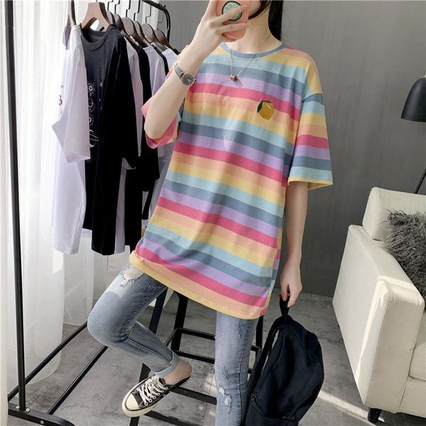 Hosszú csíkos póló hímzéssel