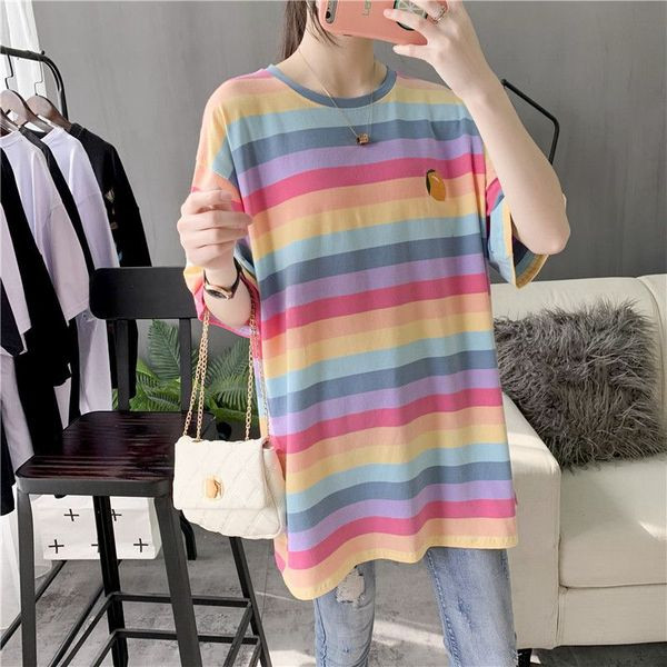 Hosszú csíkos póló hímzéssel