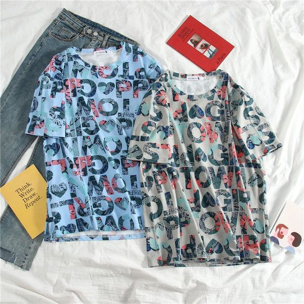 Női széles, feliratos póló, rövid ujjú