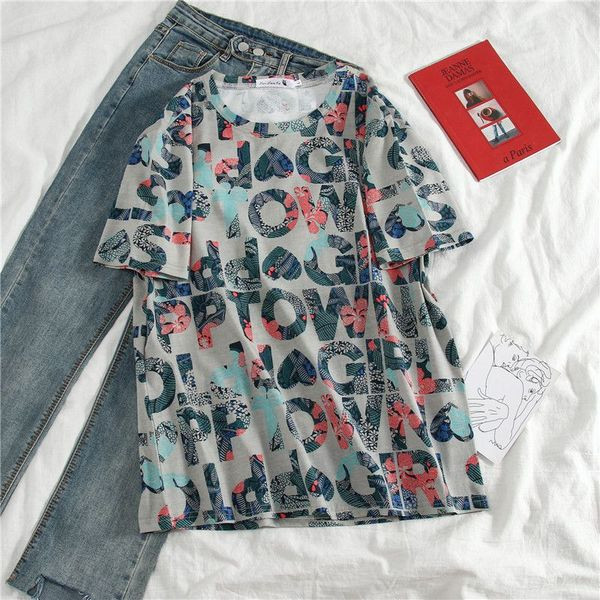 Női széles, feliratos póló, rövid ujjú