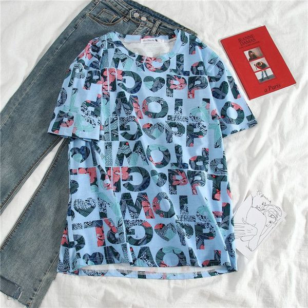 Női széles, feliratos póló, rövid ujjú