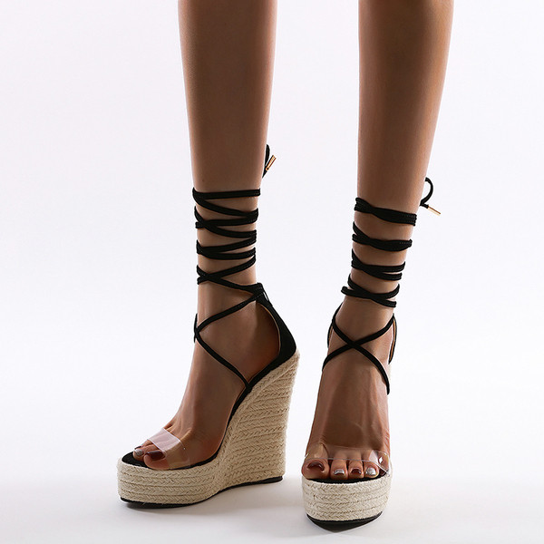 Naiste platvormsandaalid silikoonrihma ja paeltega