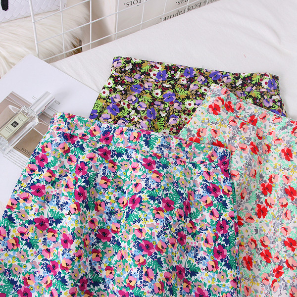 Moderna ženska suknja sa cvjetnim uzorkom - visoki struk